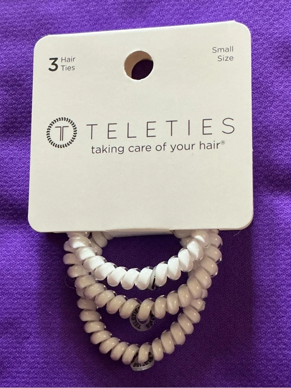 Teleties Small Spiral Hair Ties - Coconut White (3 Pack)